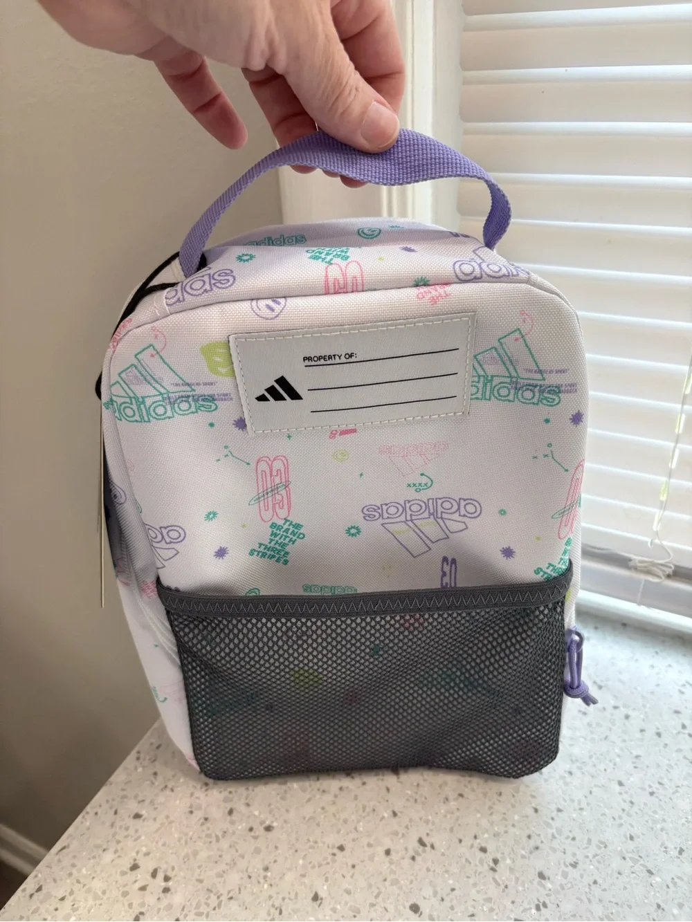 NWT Adidas Quintero Lunch Bag with Teal, Purple & Pink Accents